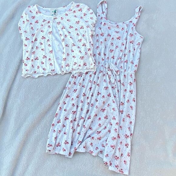 Other - Lily Bleu girls floral dress size 10 2 pieces like new maroon, white and green